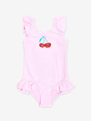 Girls Cherry Swimsuit in Pink (UPF50 )