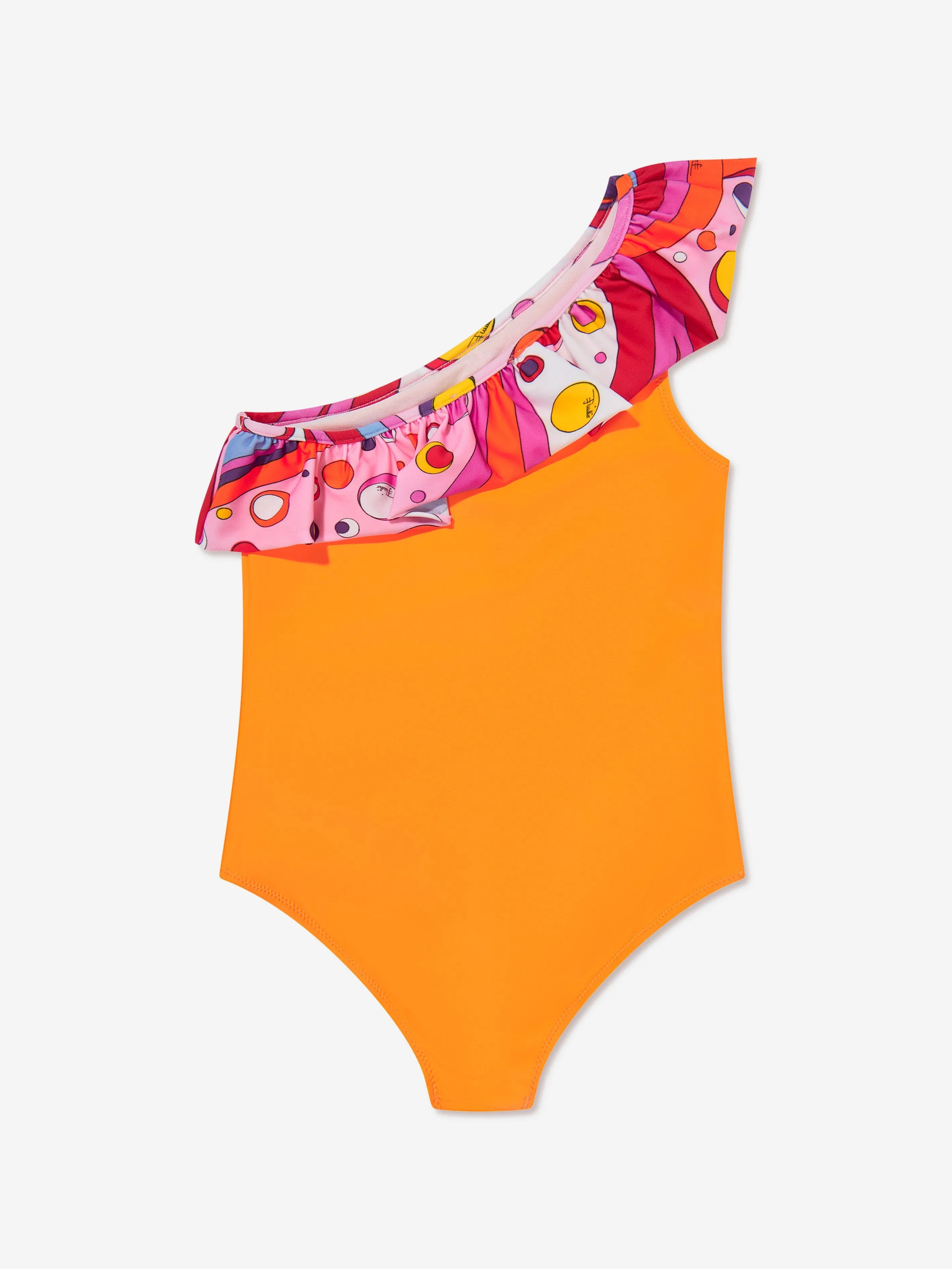Girls One Shoulder Swimsuit in Orange
