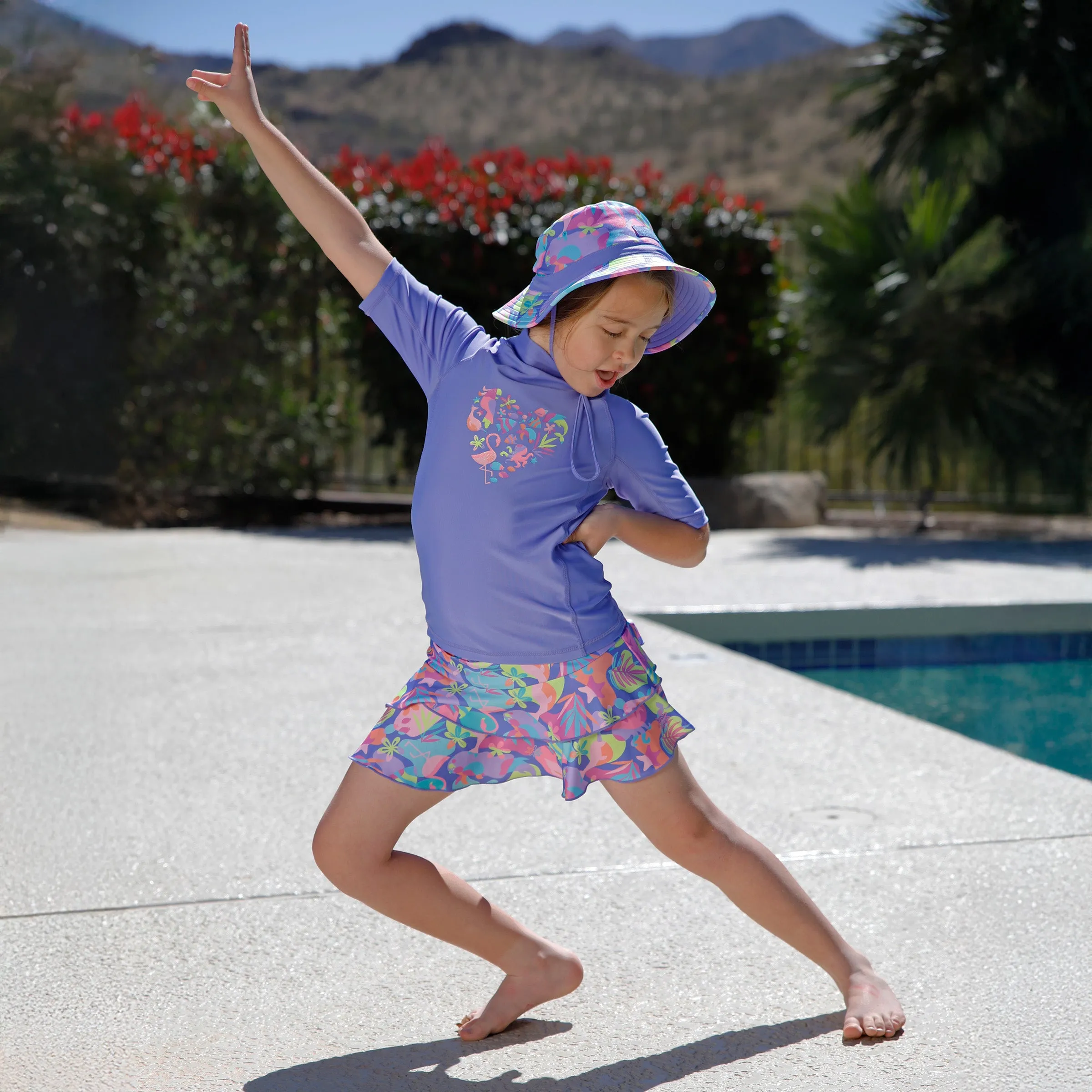 Girl's Short Sleeve Sunny Swim Shirt