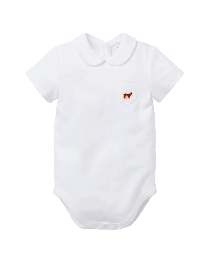 Janie and Jack Baby Embroidered Tiger Polo Bodysuit