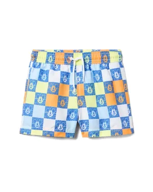 Janie and Jack Disney Mickey Mouse Recycled Check Swim Trunk