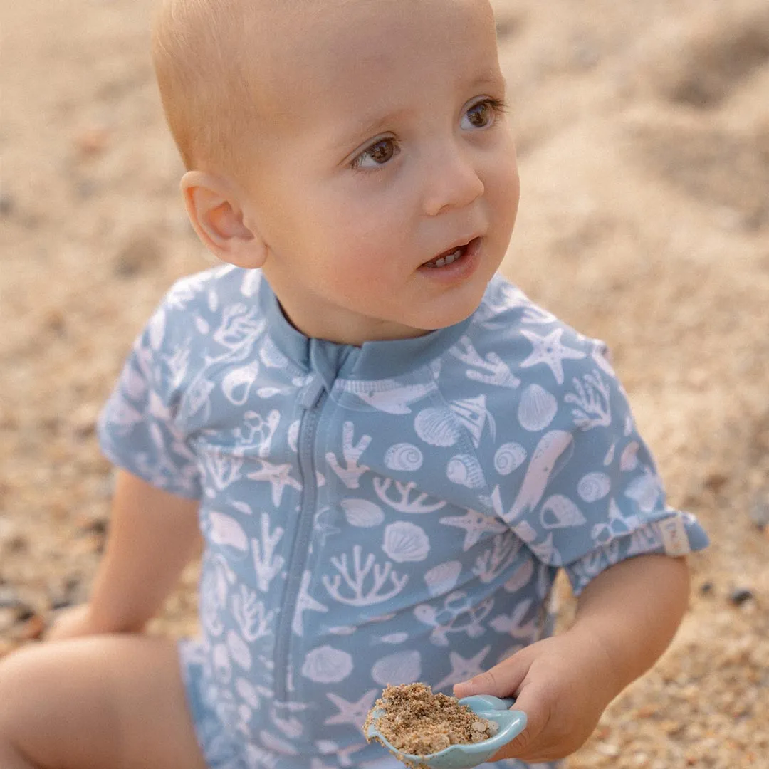 Little Dutch Swimsuit Short Sleeves - Sea Life Ocean Blue