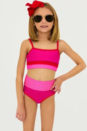 Little Eva and Emmie Set Fuchsia Red Neon Pink Beach Riot