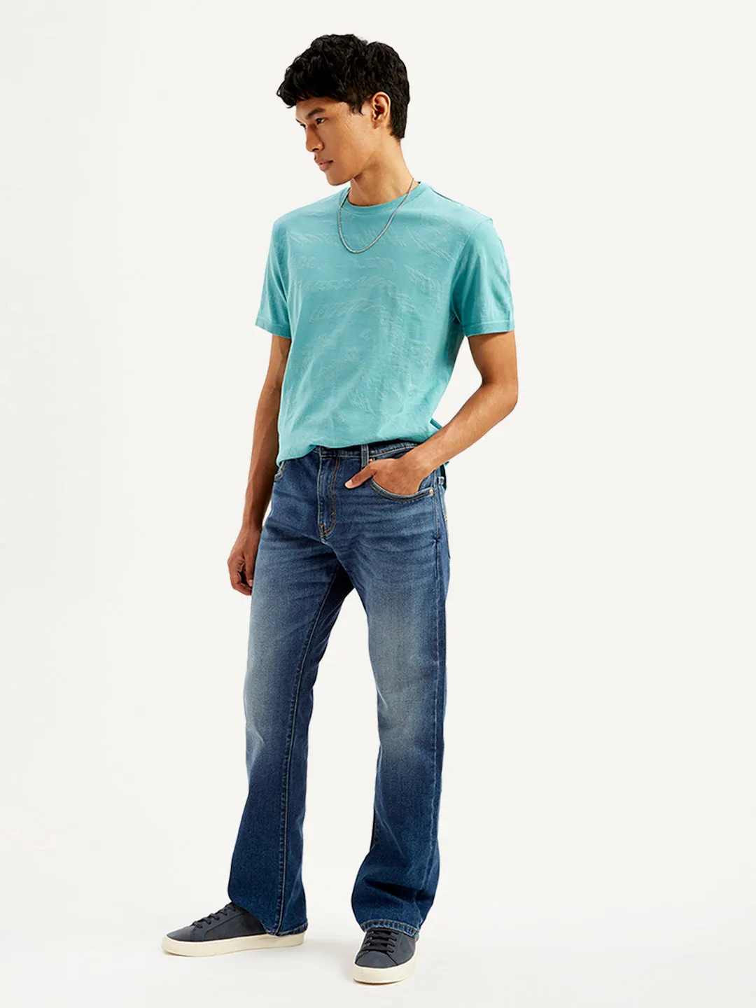 Men's 517 Dark Blue Bootcut Fit Mid Rise Jeans LEVI'S