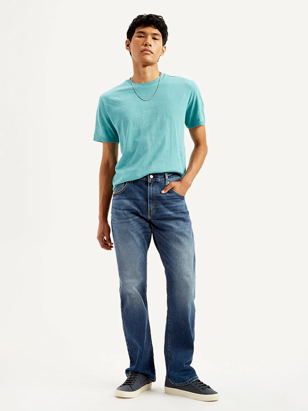 Men's 517 Dark Blue Bootcut Fit Mid Rise Jeans LEVI'S