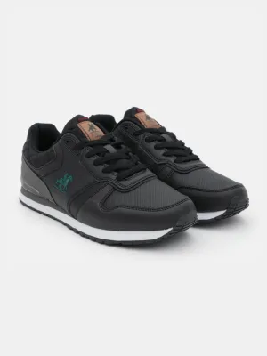 Men's Brand Logo Embroidered Sneakers,Black