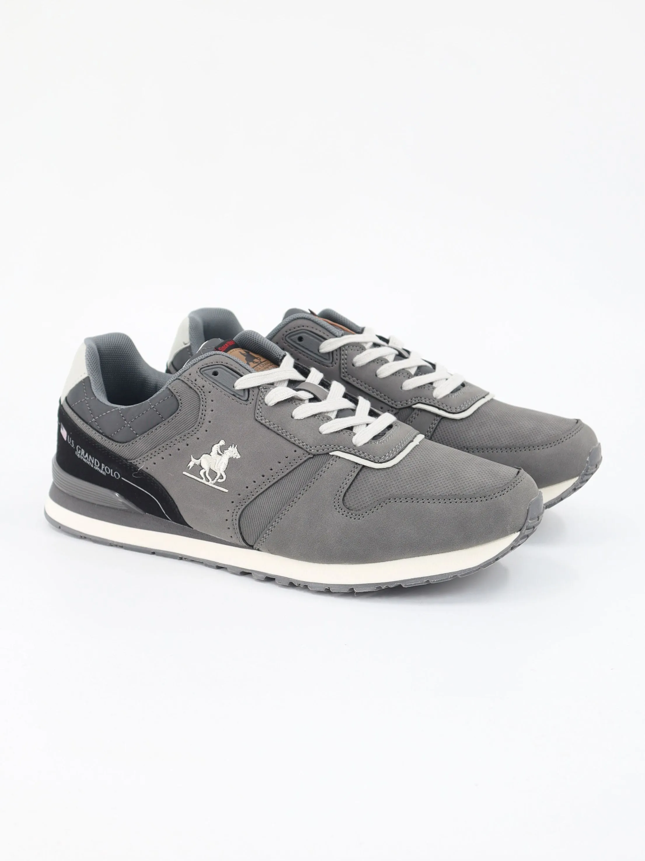Men's Brand Logo Embroidered Sneakers,Grey