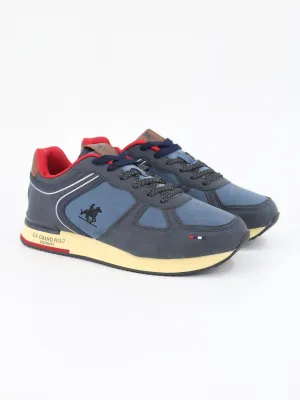 Men's Brand Logo Embroidered Sneakers,Navy