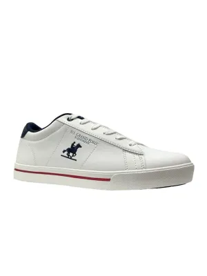 Men's Brand Logo Embroidered Sneakers,White