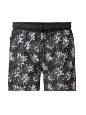 Men's Palm Printed Swim Trunks,Black
