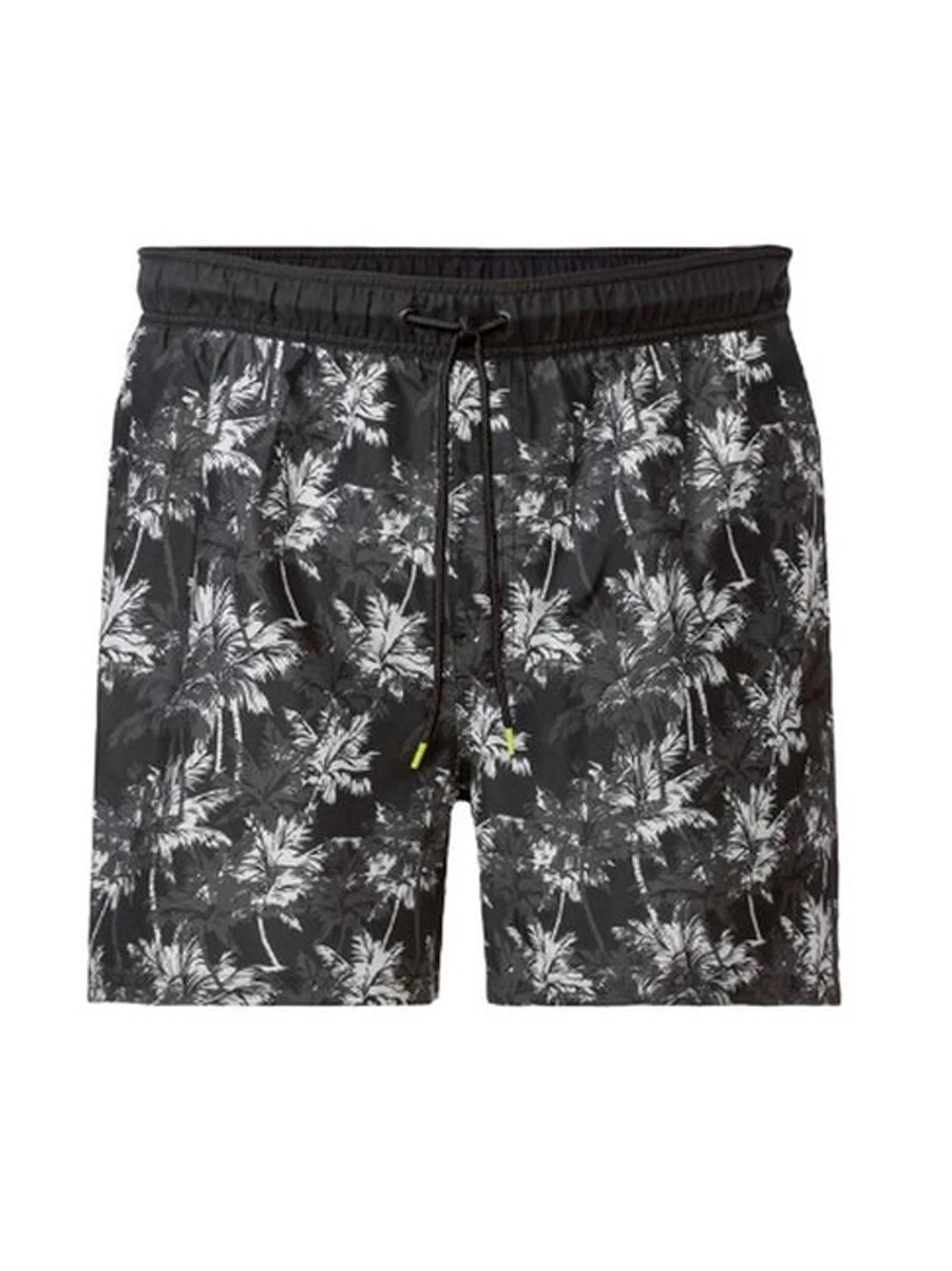Men's Palm Printed Swim Trunks,Black