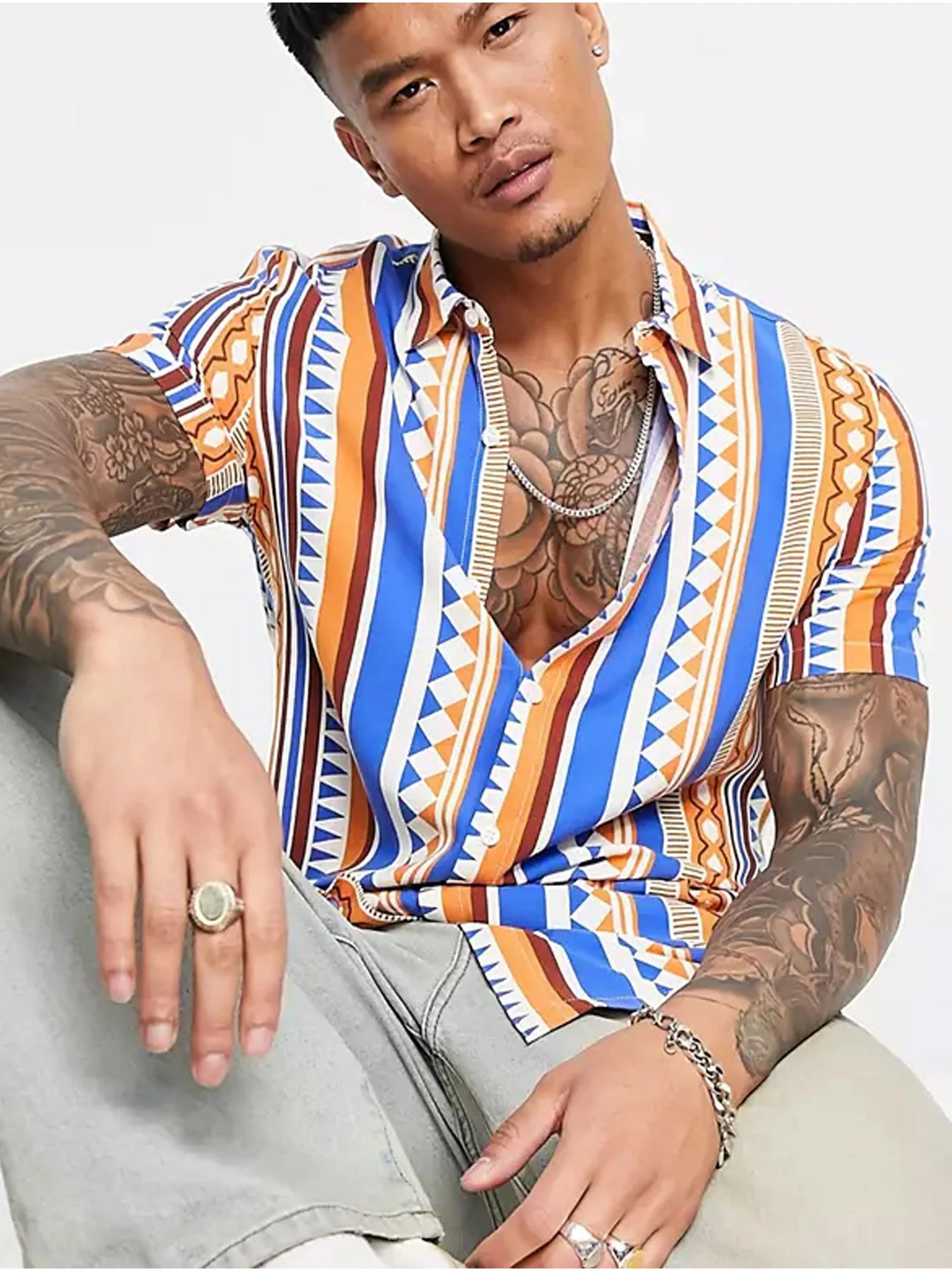 Men's Striped/Printed Shirt,Multi