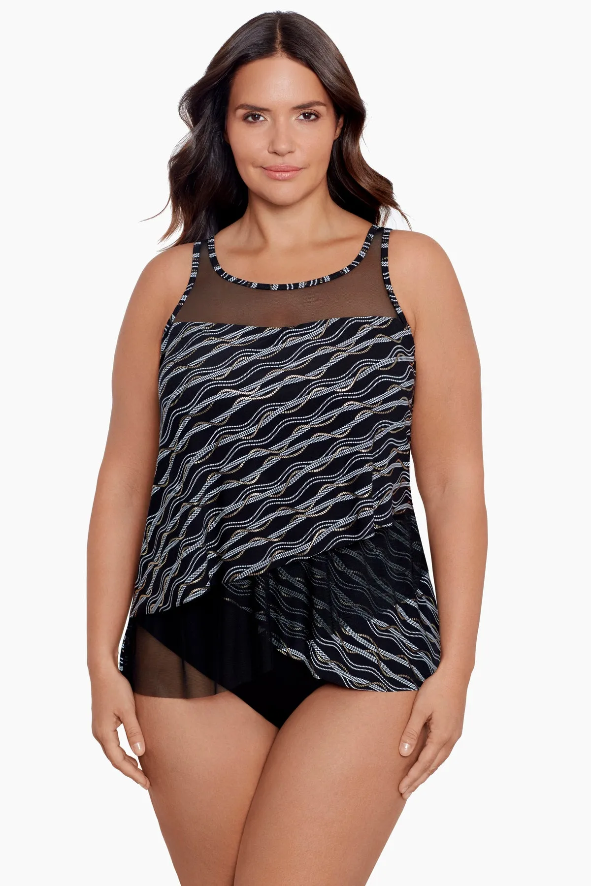 Plus Size Mirage Tankini Top in Linked In
