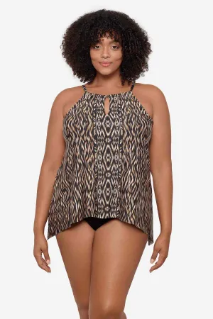 Plus Size Peephole Tankini Top in Topkapi