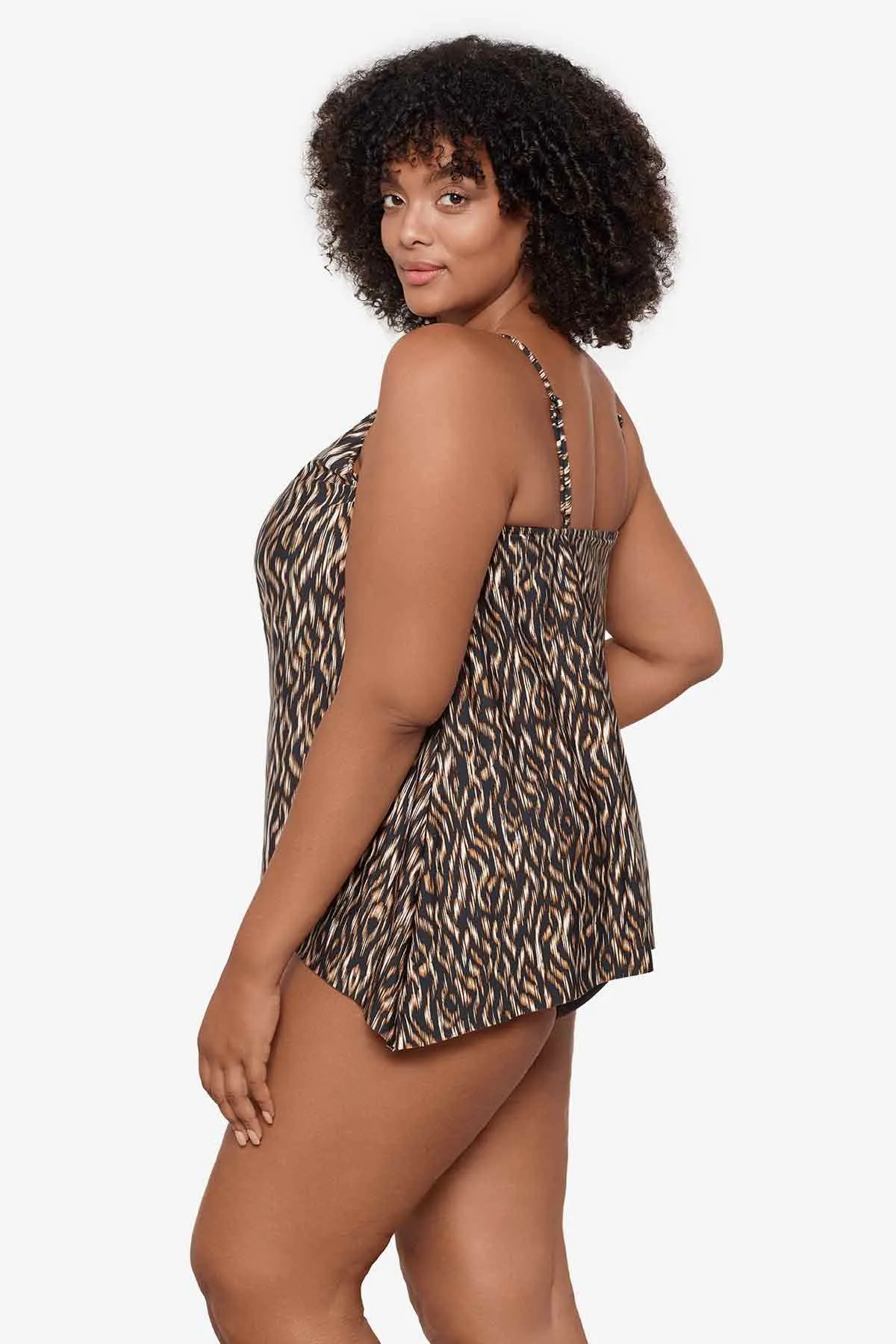 Plus Size Peephole Tankini Top in Topkapi