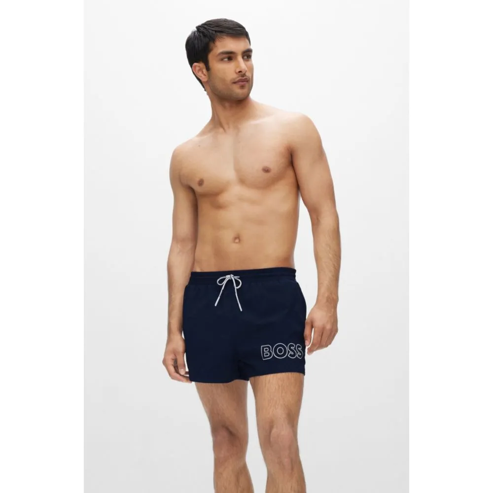 Quick-drying swim shorts with outline logo