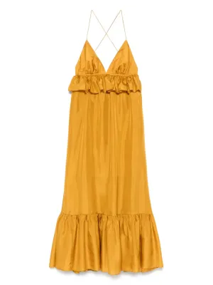 Rhiannon Ruffle Maxi Dress in Gold