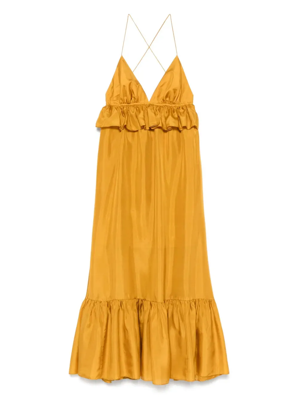 Rhiannon Ruffle Maxi Dress in Gold