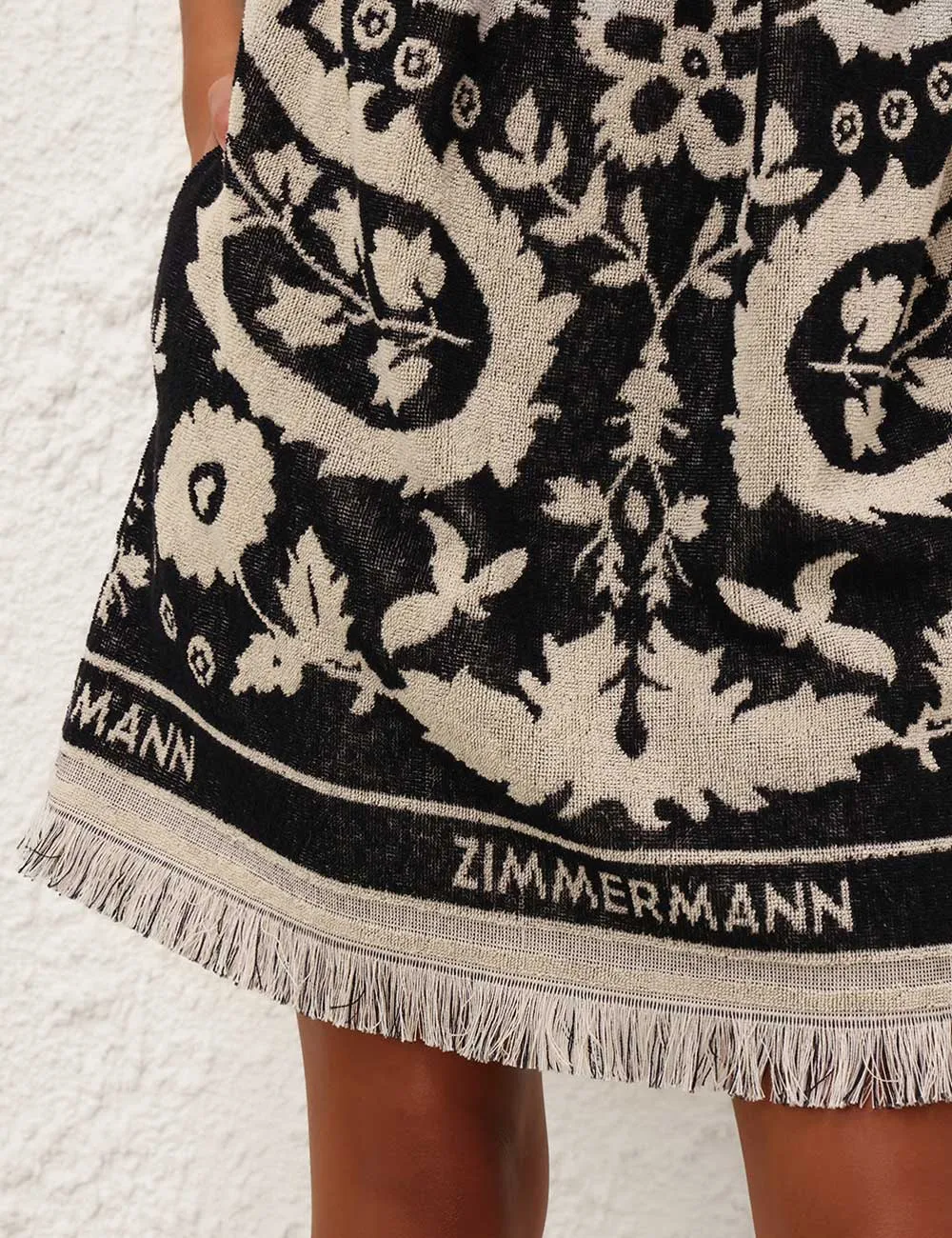 Rhiannon Towel Mini Dress in Black/Cream