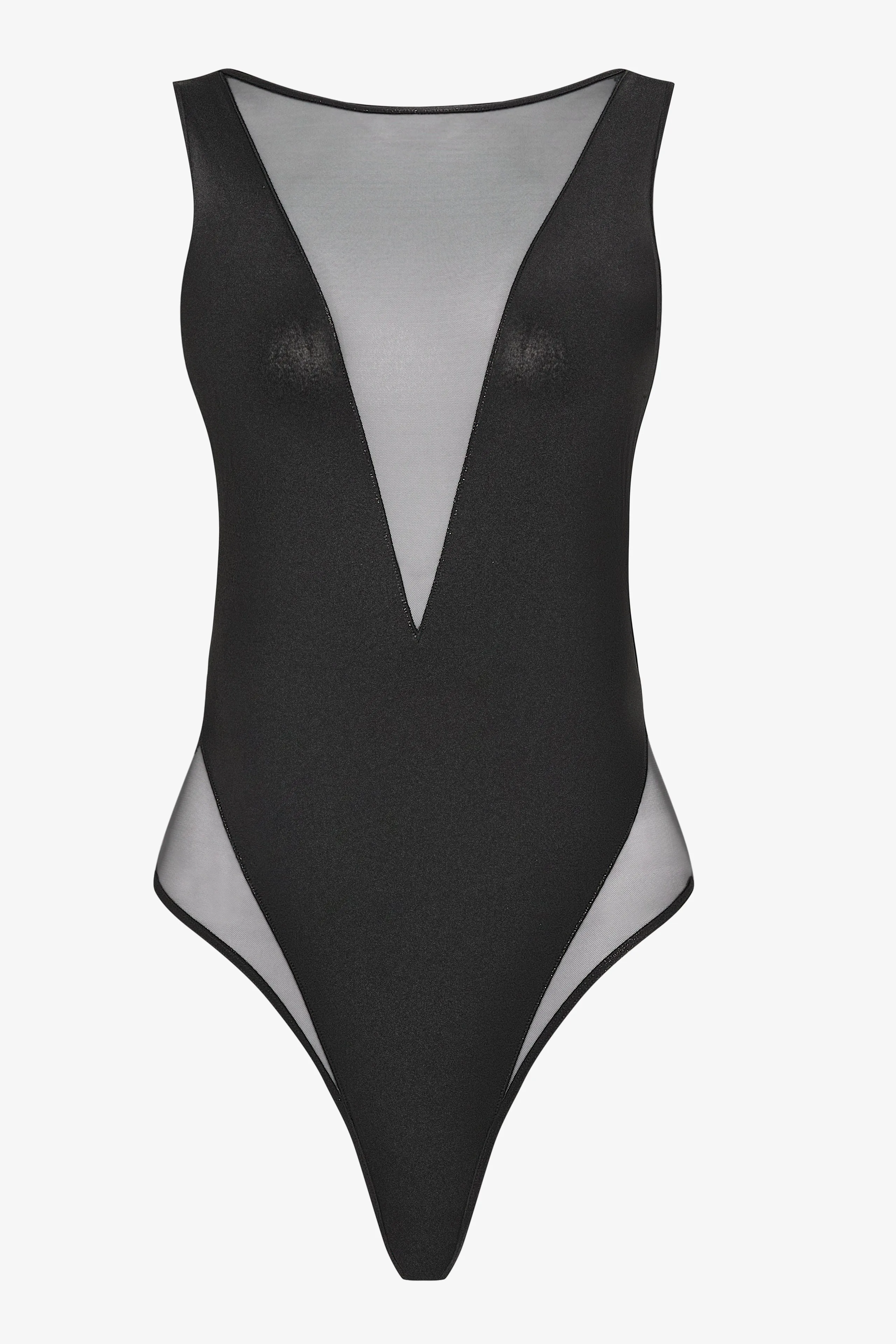 Sheer V-neck one-piece swimsuit - Minuit Maison Close