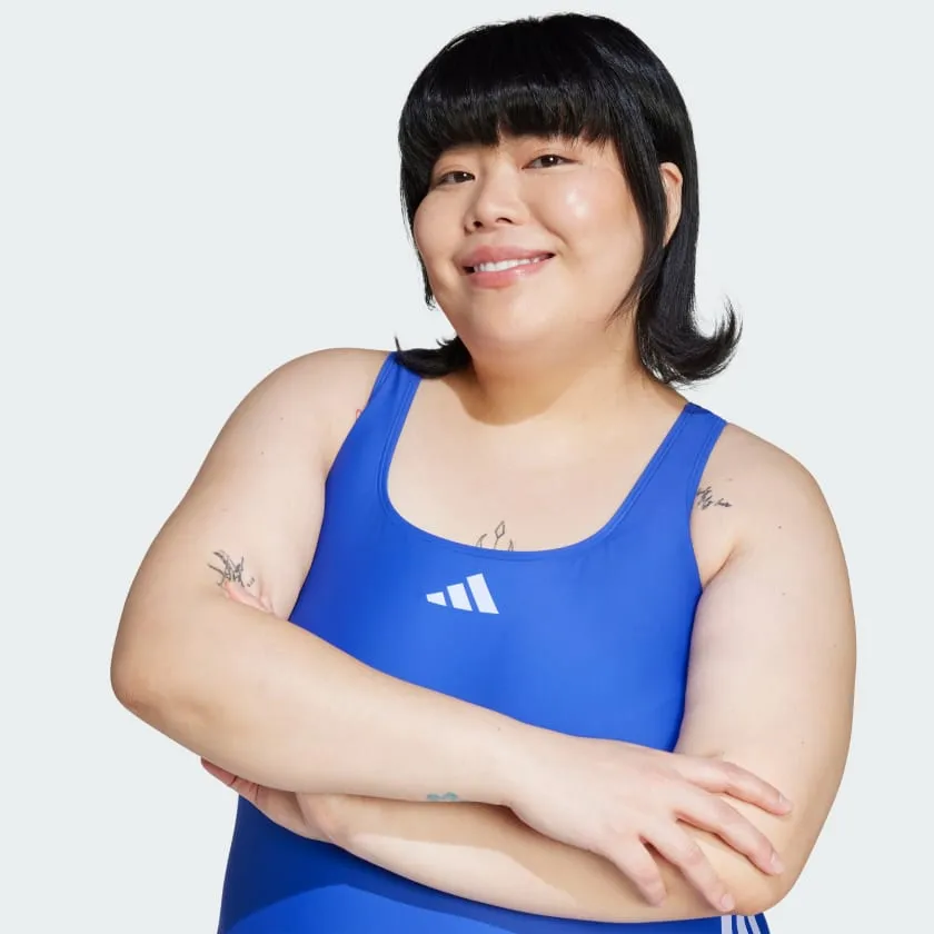 Women's adidas 3-Stripes C-Back Swimsuit (Plus Size)