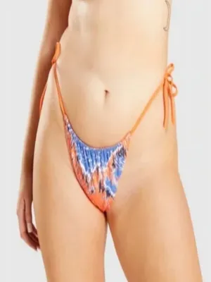 Women's Side-Tie Printed Swim Bottom,Orange/Blue