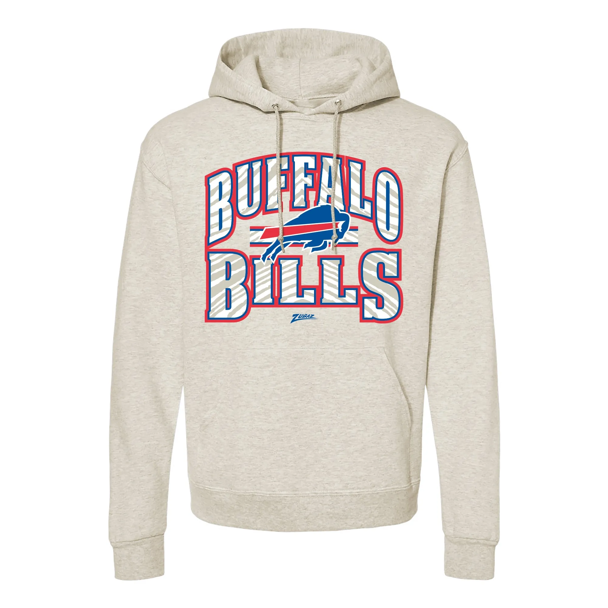 Zubaz NFL Buffalo Bills  Unisex Pullover Fleece Hoodie for Adult Men and Women, Z2T Kickoff, Oatmeal Heather